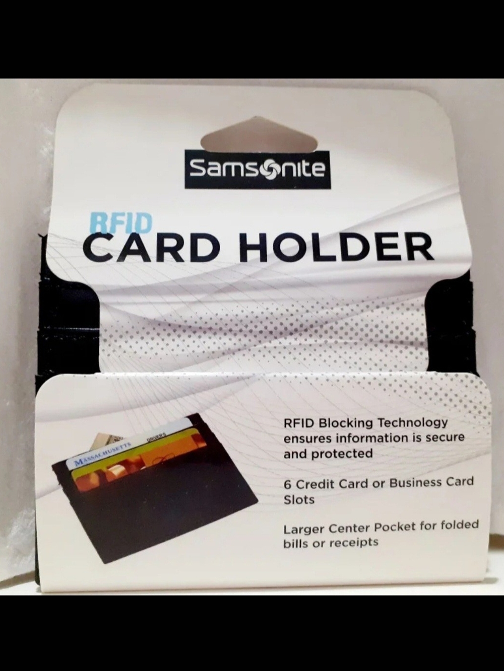 NEW Samsonite Black RFID 6 Card Slots Holder (Travel Minimalist Wallet), Unisex